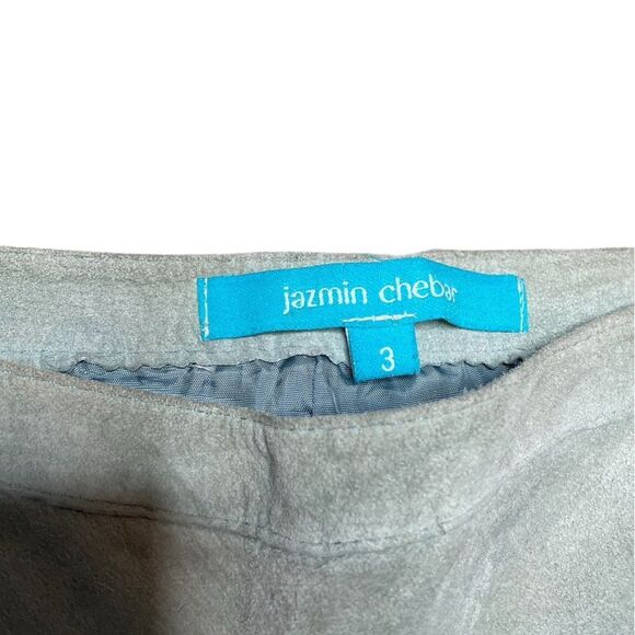 JAZMIN CHEBAR Suede Flared Pants with Ruffle Detail Light Green Size 3 - Picture 9 of 10